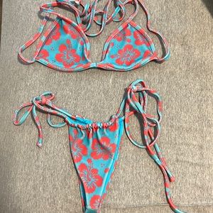 Frankie’s Bikinis Hibiscus Blue Magic Bikini Set